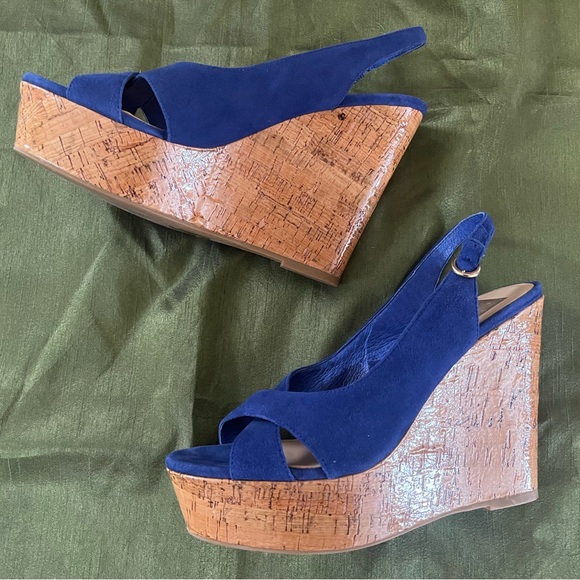 BEAUTIFUL ROYAL BLUE DOLCE VITA WEDGE SANDALS, size 10 - Picture 4 of 4
